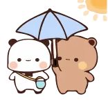 👩‍❤️‍👨 mignon, ours, parapluie, dessin animé, amis, kawaii, adorable whatsapp sticker