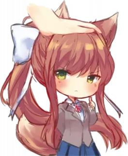 💚 Monika Doki Doki Literature Club! anime, manga, cute, fox girl telegram sticker