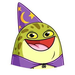 ☺️ frog, wizard, cartoon, magic, character, cute telegram sticker