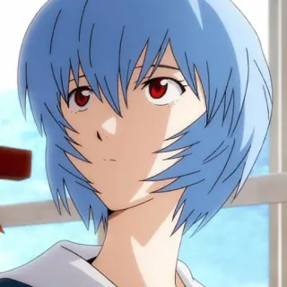 📓 Rei Ayanami Neon Genesis Evangelion Anime, Evangelion, Rei Ayanami, Charakter, blaue Haare, rote Augen whatsapp sticker