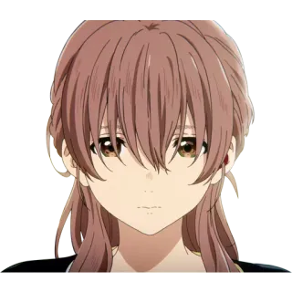 😤 Shouko Nishimiya A Silent Voice anime, Shouko Nishimiya, A Silent Voice, girl, character, brown hair, sad telegram sticker
