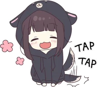 😊 TAP TAP schattig, anime, meisje, tikken, cartoon telegram sticker