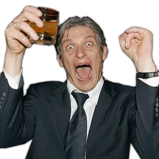 👽 man, drinking, alcohol, glass, suit, happy telegram sticker