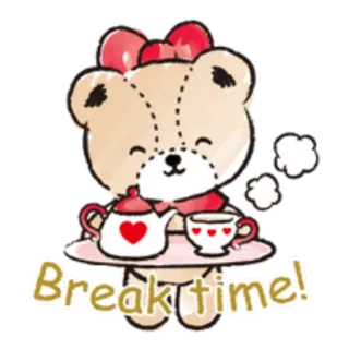 ☕️ Break time! ours, thé, mignon, pause, temps, kawaii, dessin animé telegram sticker