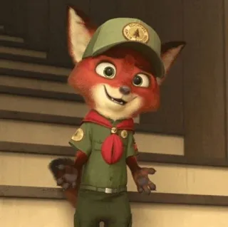 🦊 Nick Wilde Zootopia Nick Wilde, Zootopia, fox, cartoon, character, animal, boy scout telegram sticker