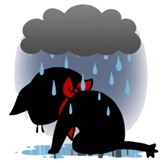 😿 เศร้า, ฝน, เมฆ, การ์ตูน, ร้องไห้, เหงา telegram sticker
