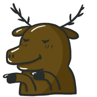 👈 alce, cartone animato, indicare, animale, gesto, umorismo telegram sticker