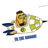 🚀 TO THE MOON cohete, luna, espacio, dibujos animados, viajes, finanzas telegram sticker