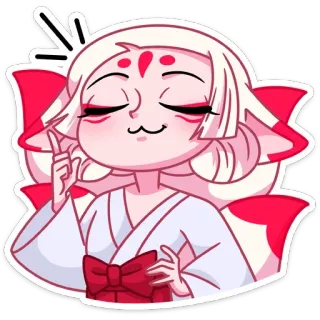 ☝ ステッカー, アニメ, かわいい, カワイイ, 狐娘 telegram sticker