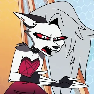 🛑 Loona Helluva Boss ヘルヴァボス, ルナ, 地獄犬, カートゥーン, 悪魔, 怒り, アニメ telegram sticker