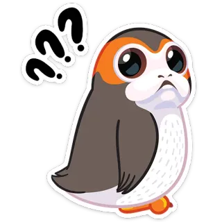 ❓ Porg Star Wars porg, star wars, mono, animal, confundido, pregunta telegram sticker
