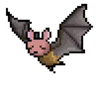 😳 bat, animal, pixel art, flying, cute whatsapp sticker