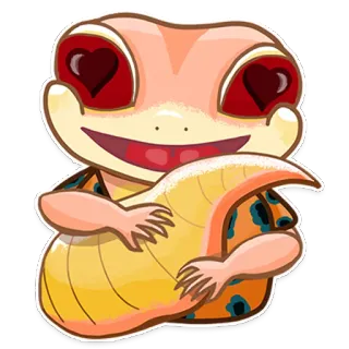 😍 lizard, heart eyes, reptile, cartoon, animal, cute telegram sticker
