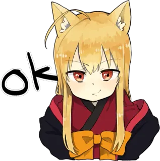 👍 ok Anime, Süß, Manga, Fuchsmädchen, Kawaii, Ohren, Ok whatsapp sticker