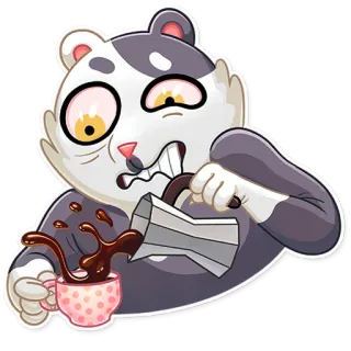 😬 Dessin animé, Animal, Ours, Café, Fatigué, Stressé whatsapp sticker