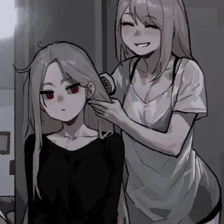 ⛓ アニメ, 女の子, 友達, ヘアブラシ, かわいい telegram sticker