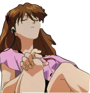 🎧 Asuka Langley Sohryu Neon Genesis Evangelion Anime, Personnage, Fille, Casque audio, Relaxant, Evangelion whatsapp sticker
