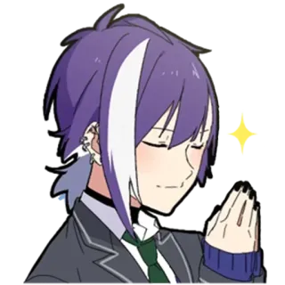 😁 anime, sticker, purple hair, school uniform, person telegram sticker