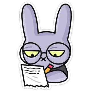 📝 Coelho de desenho animado, Coelho nerd, Animal de desenho animado, Óculos, Fofo, Coelho, Ilustração telegram sticker