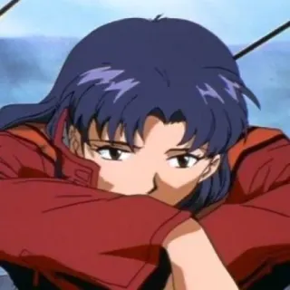 😞 Misato Katsuragi Neon Genesis Evangelion Аниме, Мисато, Евангелион, Персонаж whatsapp sticker