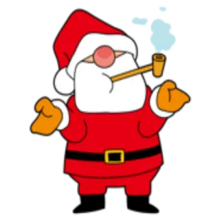🤗 Santa Claus サンタ, クリスマス, ホリデー, 漫画, 喫煙, パイプ telegram sticker