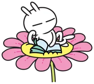 🌻 Dibujos animados, Lectura, Flor, Libro, Lindo, Relajante telegram sticker
