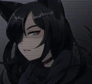 🖤 anime, garota gato, cabelo preto, menina, preto telegram sticker