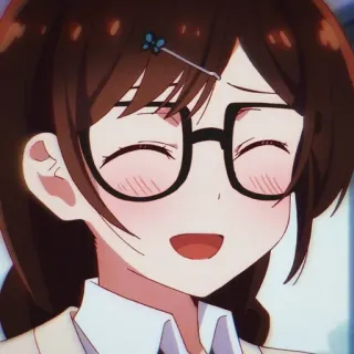 😅 Chizuru Ichinose Rent-A-Girlfriend anime, girl, glasses, smiling, chizuru ichinose, rent a girlfriend whatsapp sticker