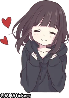 😌 @MHStickers anime, garota, adesivo, desenho animado, corações telegram sticker