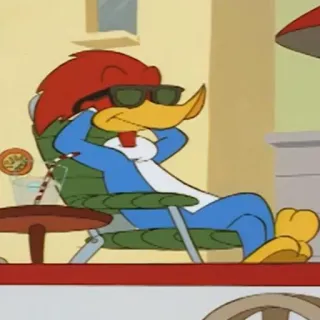 🏖 Woody Woodpecker Cartone animato, Woody Woodpecker, Spiaggia, Relax, Occhiali da sole telegram sticker