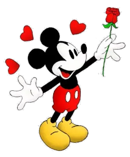 🌹 Mickey Mouse Mickey Mouse, Disney, Cartoni animati, Cuore, Rosa, Amore, Amicizia telegram sticker