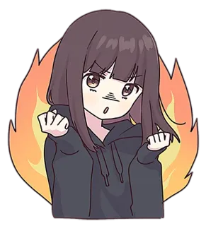 😠 anime girl, angry, frustrated, fire, cartoon, cute, character telegram sticker