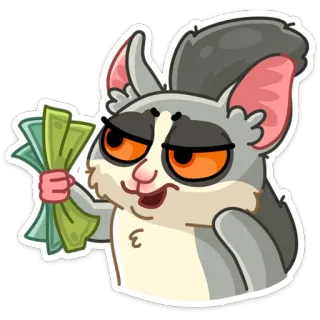 🤑 lêmure, dinheiro, grana, animal, mamífero, desenho animado telegram sticker