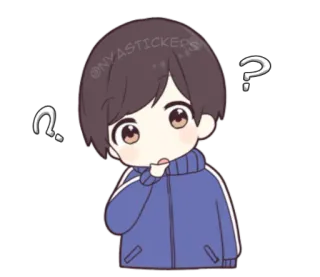 ❔ Frage, Verwirrung, Denken, Junge, Cartoon, Aufkleber telegram sticker