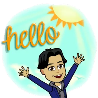 😃 hello bonjour, bitmoji, salutation, soleil, dessin animé telegram sticker