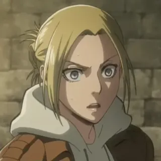 🌟 Annie Leonhart Attack on Titan Anime, Personagem, Retrato, Cabelo Loiro, Sério telegram sticker