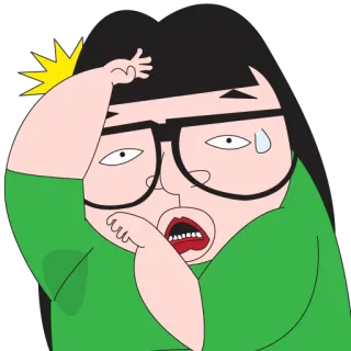 😢 Cartoon, Frau, gestresst, schockiert, Facepalm, erschöpft telegram sticker