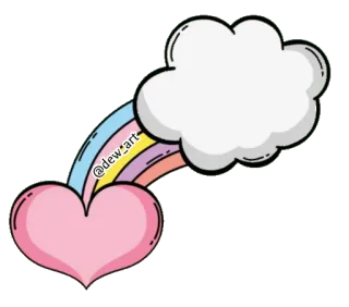 💗 @dew_art 하트, 구름, 무지개, 만화, 귀여운, 미술 telegram sticker