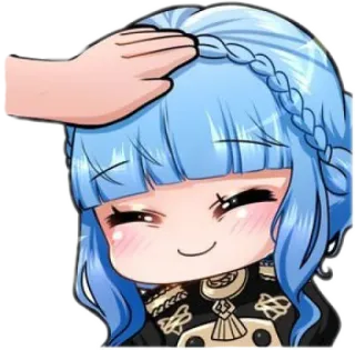😊 Anime, Chibi, Fofo, Carinho na cabeça, Cabelo azul, Emoticon whatsapp sticker