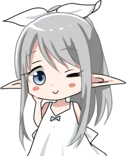 😉 Anime, Elfo, Dibujos animados, Lindo, Chica, Kawaii, Guiño whatsapp sticker
