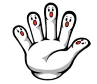 🖐 Hand, Finger, Cartoon, Lustig, Geschockt whatsapp sticker