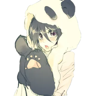 🐼 Anime, Panda, Mignon, Fille, Sweat à capuche whatsapp sticker