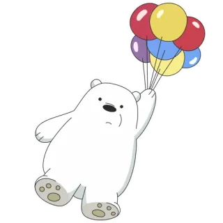 🎈 Ice Bear We Bare Bears белый медведь, воздушные шары, мультфильм, мы обычные медведи, ледяной медведь, милый telegram sticker