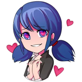 😍 Marinette Dupain-Cheng Miraculous: Tales of Ladybug & Cat Noir Marinette, Ladybug, Miraculous Ladybug, kartun, cinta, hati whatsapp sticker