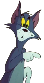😕 Tom Cat Tom and Jerry cartone animato, gatto, indicando, sorpreso, scioccato telegram sticker