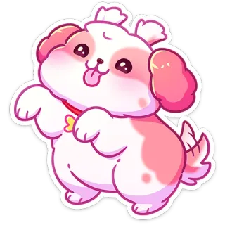 😛 dog, puppy, cute, cartoon, pet, animal, pink, sticker telegram sticker