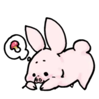 🍄 зайчик, милый, розовый, мультфильм, животное, сон, гриб telegram sticker