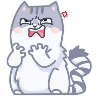 🤬 gato, bravo, desenho animado, fofo, rabugento telegram sticker