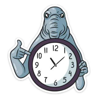 😞 seal, time, clock, pointing telegram sticker