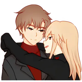 😏 Аниме, Пара, Романтика, Объятия, Мультфильм, Любовь telegram sticker